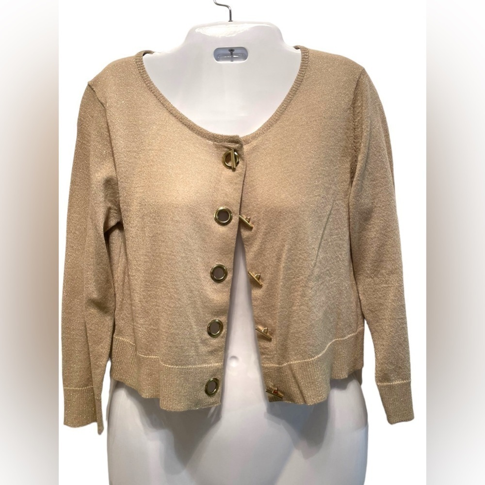Ellen Tracy Gold Shimmer Toggle Shrug - Picture 4 of 10